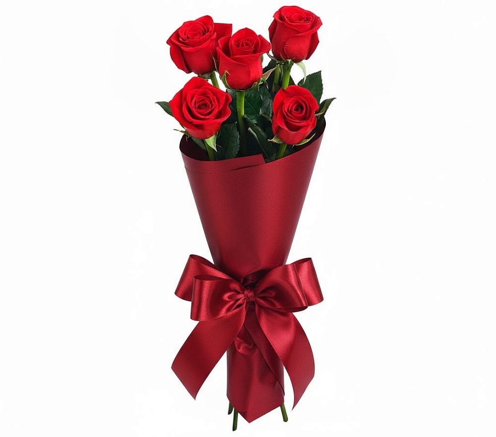 Букет 5 Красных роз Эдлесс Лав в Новомихайловском