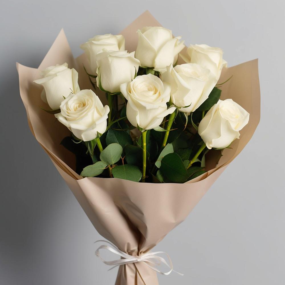 Букет 9 Белых роз Эдлесс Лав в Новомихайловском