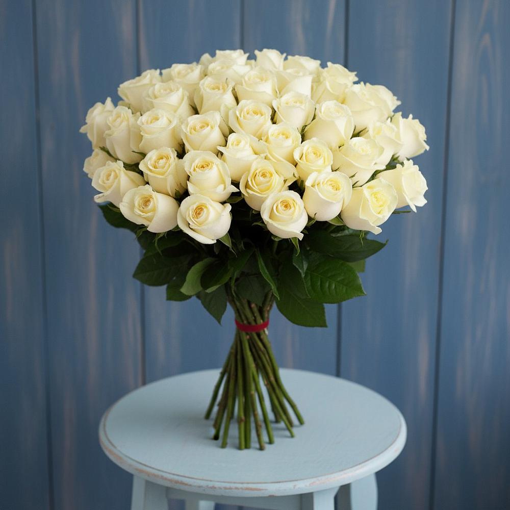 Букет 51 Белая роза Эдлесс Лав в Новомихайловском