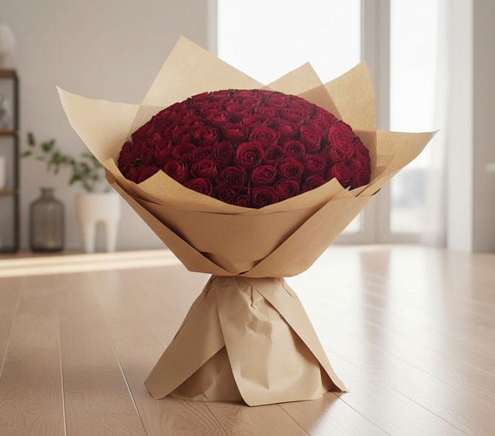 Букет 101 Красная роза в Новомихайловском